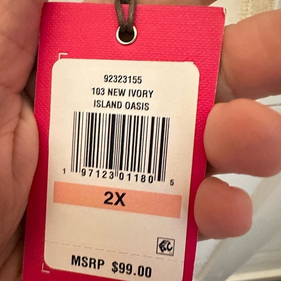 VINCE CAMUTO White Island Oasis V-Neck lightweight plus size career tank NWT 2X - Picture 6 of 10